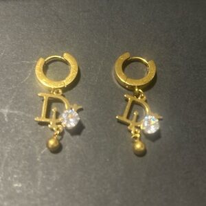 Gold Initial Drop Earrings